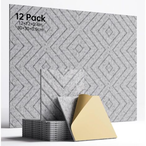 Panneaux Acoustiques Auto-Adhésifs 12 Pièces Gris – Insonorisation Haute Densité 30x30x1 cm, Réduction du Bruit pour Bureau, Studio et Chambre (1/5)