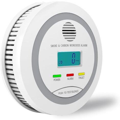 Détecteur combiné fumée et monoxyde de carbone 2-en-1 – Alarme de sécurité avec écran LCD, alertes sonores et visuelles pour maison, garage et caravane (1/5)