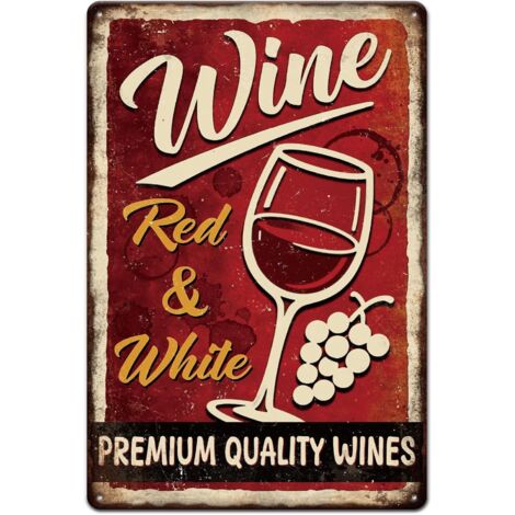 Plaque métallique en étain de vin "Premium Quality Wines" (Vins de qualité supérieure), Peinture en étain vintage, Art mural rétro 30x20 cm, Plaque, Affiche pour la décoration de la maison, le bureau, (1/5)