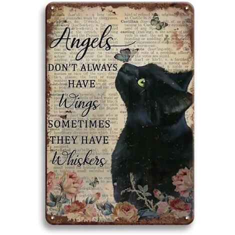 Décoration à Chat Noir, Cadeaux de Mémorial de Chat, Plaques Métalliques Vintagées - 30x20 Cm, Affiche de Chat, Cadeaux à Chat Noir, Décoration Murale de Chambre à Coucher, Salon (1/5)