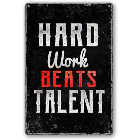 Plaque de Gym, Plaques de Fer Métallique de Gym, Affiche de Gym, Plaque "Le Travail Dur Vainc le Talent", Citations Inspirationnelles de Gym, Art Murale de Gym, Plaque Motivationnelle de Gym 30x20 Cm (1/5)