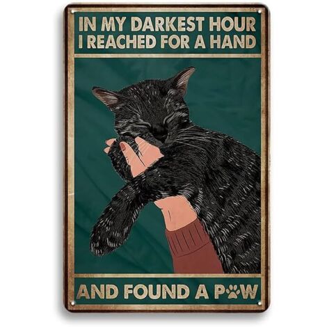 Plaques de Fer Métalliques à Chat Noir Vintagées, Affiche Métallique de Décoration Murale pour Décoration de Maison, Chambre à Coucher, Intérieur&Extérieur, Femmes, Filles (1/5)
