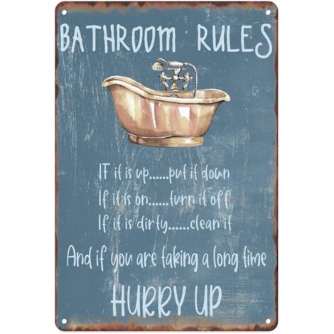 Plaque Métallique d'Avertissement, Plaque de Fer pour Décoration Murale d'Invité de Maison, Toilette, Salle de Bain, Porte de Salle de Bain, Bar, Hôtel, Club, Peinture de Style Vintagée 30 X 20 Cm (1/5)