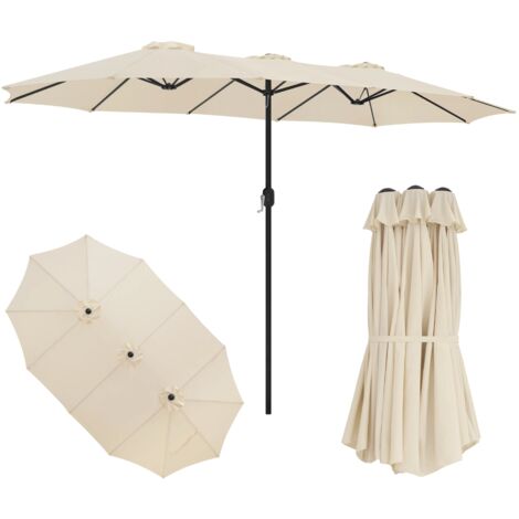 Parasol spacieux Parasol de plage de jardin Protection solaire UPF 50+ auvent avec manivelle pour terrasse piscine Patio extérieur Beige 450x267cm (1/5)