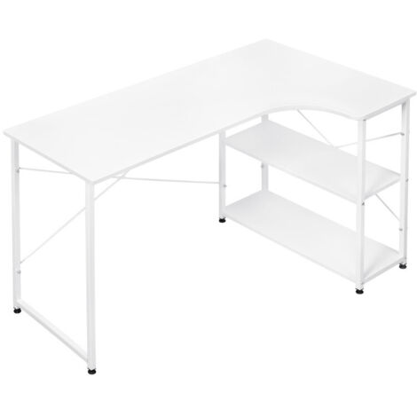 Bureau en L pour ordinateur – Table polyvalente PC/laptop – Bureau de jeu, bureau d’étude et table de repas,Blanc (1/5)