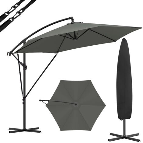 Parasol de jardin à manivelle – Parasol anti-UV réglable – Imperméable – Pour balcon, jardin et extérieur,Gris foncé (1/5)
