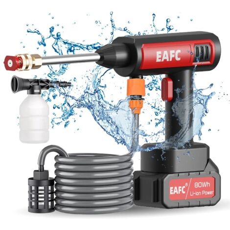 Nettoyeur haute pression électrique 21V 60bar, pistolet à eau par pulvérisation Portable sans fil pour lavage de voiture, nettoyeur d'extérieur, outil de lavage de voiture, 80Wh-2 pièces (1/5)