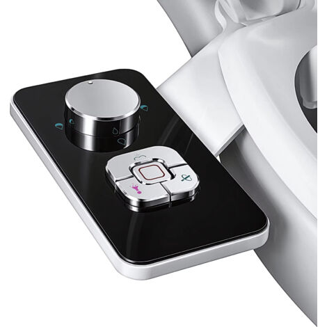 Bidet manuel double buse – Escamotable et autonettoyant – Fonctionnement sans électricité – Eau froide – Noir (1/5)