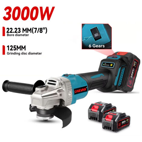 Meuleuse d'angle sans fil 125 mm – outil de découpe et polissage métal et bois, compatible Makita avec 2 batteries (1/5)