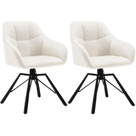 Lot de 2 fauteuils pivotants pour salle à manger, avec accoudoirs et dossier, assise rembourrée confortable, idéal pour salon et maison, 58,5 x 54,5 x 82,5 cm, blanc (1/5)