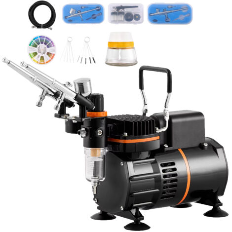 Kit Aérographe Professionnel avec Compresseur Double Ventilateur et Accessoires Complets (1/5)