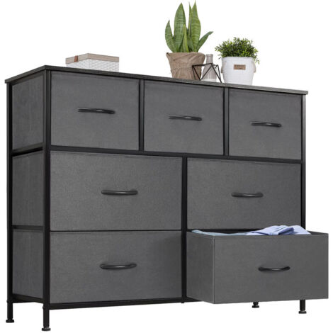 Commode de chambre 7 tiroirs – meuble de rangement en tissu – peut servir de meuble de présentation,Gris (1/5)