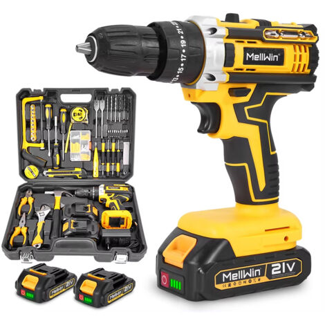 Perceuse à percussion sans fil 18V 25+3 réglages de couple – kit perceuse-visseuse multifonction compatible Makita avec 44 accessoires (1/5)