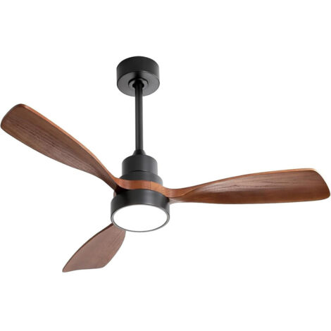 Ventilateur de plafond moderne 48 pouces à 3 pales en bois massif – Lumière LED, moteur DC, 6 vitesses avec télécommande (1/5)