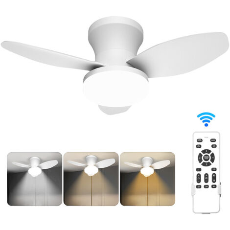 Ventilateur de plafond LED 2-en-1 avec lumière et télécommande – Super silencieux, 6 vitesses, luminosité réglable, minuterie, moteur DC réversible pour chambre (1/5)