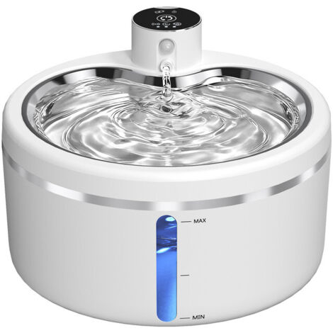 Fontaine à eau automatique 2,5 L pour chat – Plateau en acier inoxydable, capteur intelligent, batterie rechargeable 4000 mAh, distributeur d’eau pour animaux (1/5)