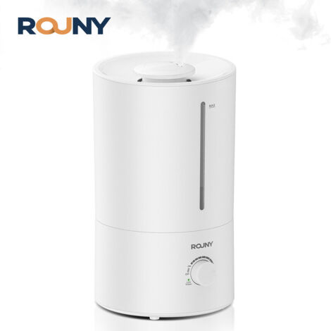 Humidificateur d’air ROUNY 4 L – Ultrasonique, brume à 360°, silencieux, sans BPA, grande capacité, blanc (1/5)
