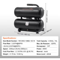 Compresseur 18 L sans lubrification – Silencieux mobile – Gonflage pneus – Usage garage et extérieur