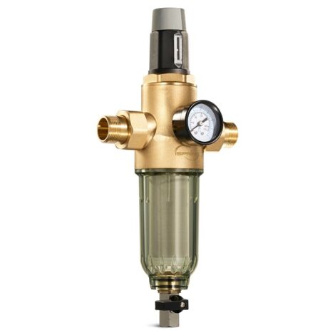 iSpring WSP50PRG Prefiltro per Sedimenti con Regolatore di Pressione, G 3/4''-1'', Ottone Senza Piombo, Prefiltro Lavabile da 50 Micron