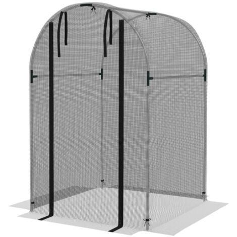 Filet de protection contre les oiseaux, protection des plantes, robuste, porte avec fermeture éclair, 120 x 120 x 188 cm, noir/argent (1/5)