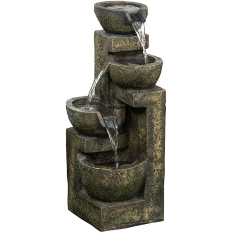 Fontaine de jardin Fontaine avec débit réglable sur 4 niveaux Jeu d'eau Cascade pour jardin et bassin de jardin en résine synthétique