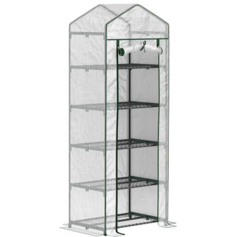 Serre à étagères et porte coulissante en acier, résistante au froid 69x49x193 cm - serre de jardin/bl balcon pour tomates et fleurs (1/5)