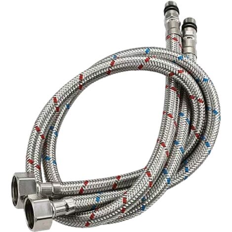 Flexible d'Alimentation Robinet 80 cm, Eau Chaude et Froide Rouge Bleu, Acier Inoxydable 304, Lot de 2