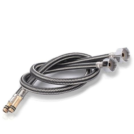Lot de 2 Tuyaux Flexibles d’Arrivée d’Eau 60 cm pour Robinet Lavabo Eau Chaude et Froide Flexible Nylon Rouge et Bleu