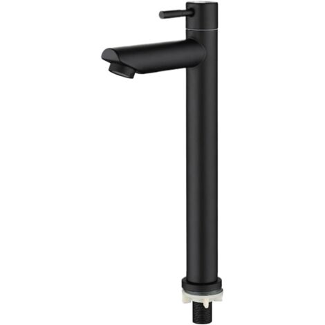 Mitigeur de salle de bain noir à bec haut, robinet d'eau froide en acier inoxydable, levier unique avec tuyau flexible, adapté aux éviers et lavabos.