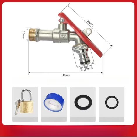 Robinet extérieur verrouillable en laiton rouge à raccord rapide, résistant au gel, débit élevé, adapté aux machines à laver, conception antivol, bec en cuivre