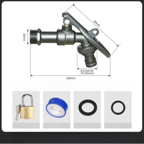 Robinet noir verrouillable en laiton pour extérieur, résistant au gel, à haut débit, pour machine à laver, antivol, bec verseur en cuivre