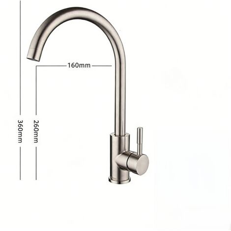 Mitigeur d'évier de cuisine avec alimentation en eau chaude et froide Mitigeur d'évier double usage en acier inoxydable 304 (finition brossée, grand coude) Comprend un tuyau d'arrivée de 60 cm