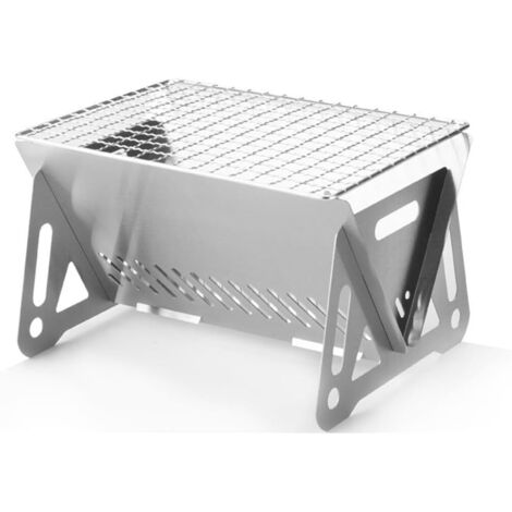 Nouveau barbecue pliable en acier inoxydable - Barbecue à charbon pour grillades, usage domestique et extérieur, modèle portable - Barbecue pliable petit format (avec grille)