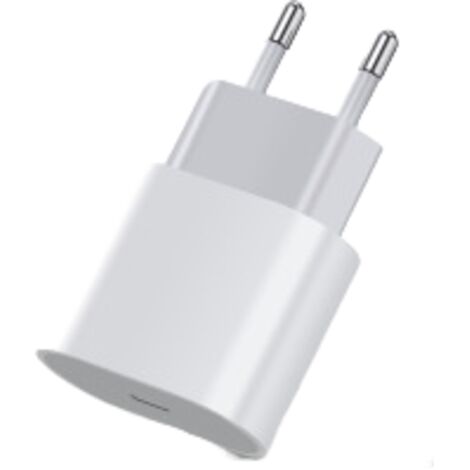 Chargeur Rapide PD 20W USB-C Adaptateur Secteur Prise EU Compatible iPhone 17 Xs Blanc (1/5)