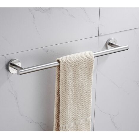 Porte-Serviettes 40cm Acier Inoxydable 304 Finition Brossée avec Rainure Barre Murale Salle de Bain (1/3)