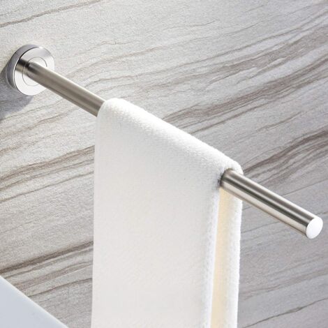 Porte-Serviettes sur Pied Acier Inoxydable 304 Finition Brossée avec Rainure Barre Simple Salle de Bain 45cm (1/3)