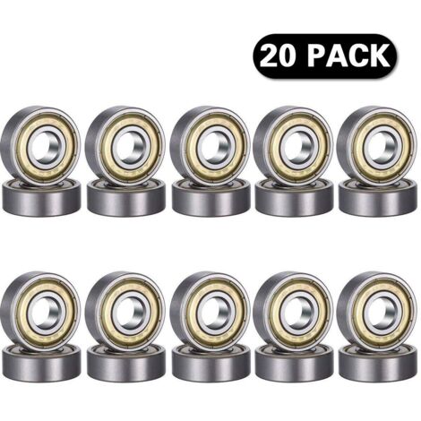20 pièces 608 ZZ Roulement à billes, 608ZZ Métal double blindage miniature Deep Groove Skateboard imprimante 3D Roulements à billes (8 X 22 x 7 mm)