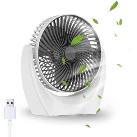 GABRIELLE ventilateur de bureau USB, ventilateur silencieux portable, mini ventilateur puissant, 3 Vitesse petit ventilateur table pour La Chambre, bureau, domair,cuisine(Rotation 360°,Alimenté par US