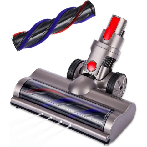 Brosse Compatible avec Dyson V7 V8 V10 V11 V15, Tête de Brosse Turbo à Entraînement Direct，avec Rouleau Poils Durs Acessoire de Brosse Turbo avec 4 Phares Avant pour Sols Durs et Moquettes