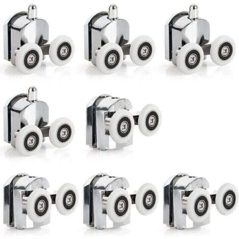 8 Roulettes Porte de Douche Coulissante Roulette Porte Coulissante Douche en Alliage de Zinc 23 mm de Diamètre Roues Jumelées de Rechange pour Salle de Bain (1/5)