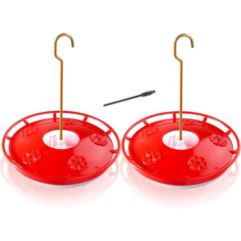 Set aus zwei wasserdichten, leicht zu befüllenden Kolibri-Futterhäuschen für den Außenbereich mit fünf Öffnungen und einem Haken für Garten und Terrasse (1/5)
