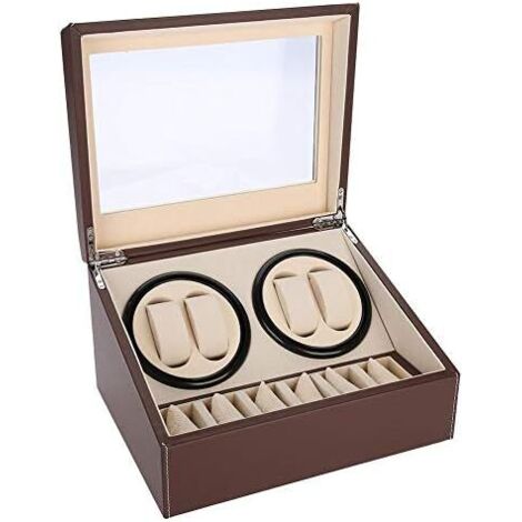 Automatische, drehbare Uhrenaufbewahrungsbox mit weichem Samt-Interieur, kratzfester Schutz für Uhren und Armbänder. (1/5)