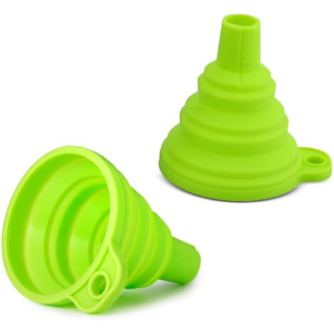 Set aus zwei zusammenfaltbaren Silikontrichtern für Flüssigkeiten und Pulver in Flaschen und Gläsern, Küchenaccessoire (1/5)