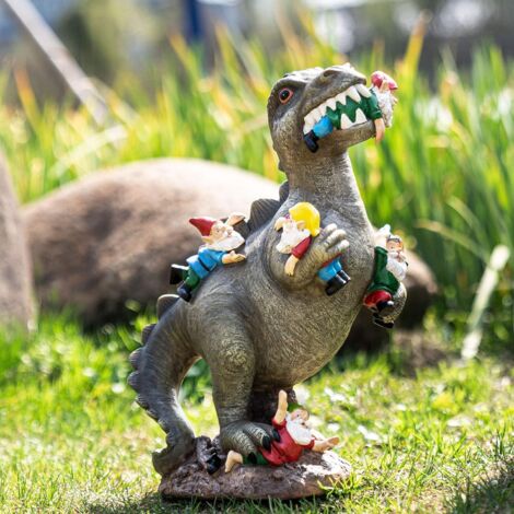 35 cm große Gartenzwerg-Dinosaurier-Gartenfigur zur Dekoration des Gartens, Geschenk für Gärtner und Gartenliebhaber (1/5)