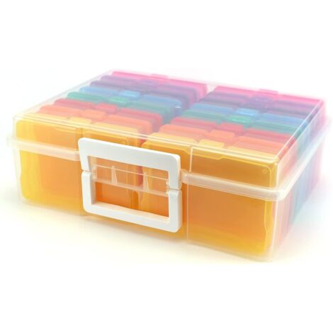 Transparente Aufbewahrungsbox mit Griff für Fotos und Erinnerungsstücke sechzehn Fächer zur Organisation und Aufbewahrung (1/5)