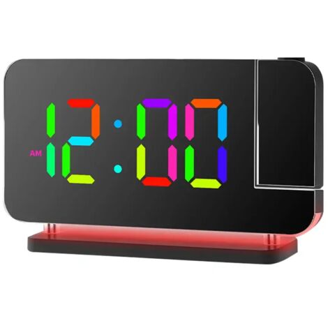 RGB-LED-Uhr mit Projektion und Nachtlicht für die Schlafzimmerdekoration, farbenfroher Wecker, Ambientebeleuchtung (1/5)