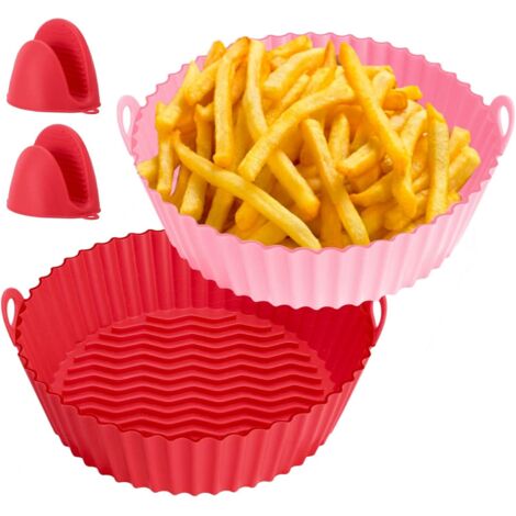 Antihaftbeschichteter, wiederverwendbarer, hitzebeständiger, runder Silikon-Heißluftfritteusenkorb für gesundes Kochen (1/5)