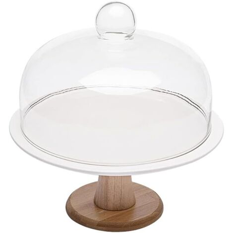 Käse- und Kuchenglocke mit Holz- und Glasfuß, lebensmittelechter Deckel zur Präsentation und Aufbewahrung (1/5)