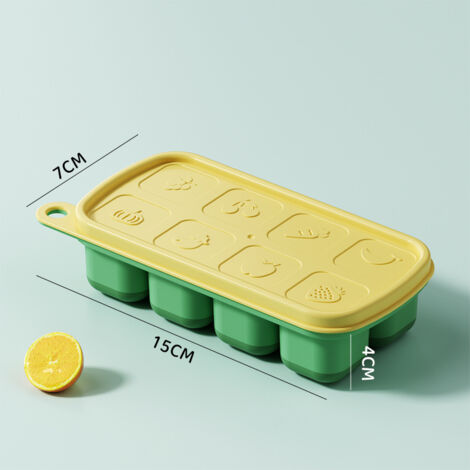 Eiswürfelform mit lebensmittelechtem Silikondeckel, Eiswürfelform zum einfachen Einfrieren, saubere und bequeme Aufbewahrung von Eiswürfeln (1/5)