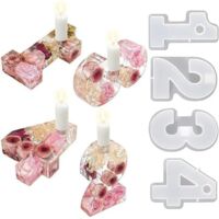 Set aus vier Silikonformen für Kerzenhalter, Nummern eins bis vier, für Harz und Gips, zur Herstellung von Kerzenhaltern